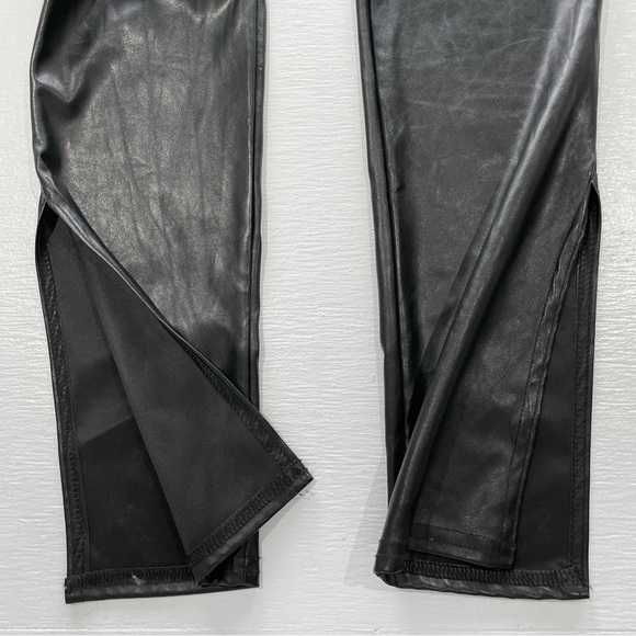 PrettyLittleThing Black Faux Leather Side Split Hem High Rise Pants Size 6 - Picture 14 of 16